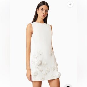 elliatt lilydale white 3d flower pearl applique shift mini bridal dress small